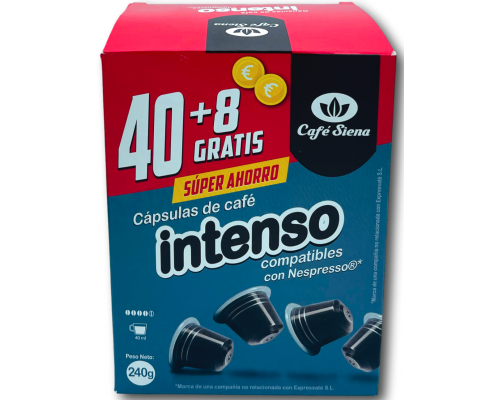 Siena Nespresso * Intenso Coffee Pods Pack XL 40 + 8 Un