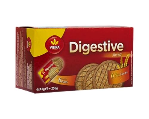 Vieira de Castro Digestive Oat Biscuits 6 x 43 Gr