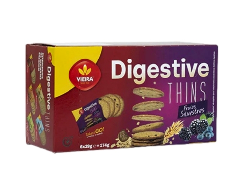 Biscuits Digestive Thins Fruits des Bois Vieira de Castro 6 x 29 Gr