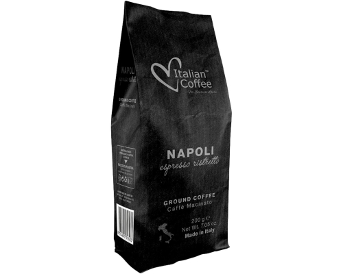 Italian Coffee Napoli Espresso Ristretto Ground Roasted Coffee 200 Gr