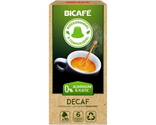 Bicafé Nespresso * Decaffeinated Biodegradable Coffee Pods 10 Un