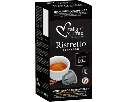 Italian Coffee Nespresso * Ristretto Espresso Aluminum Coffee Pods 20 Un