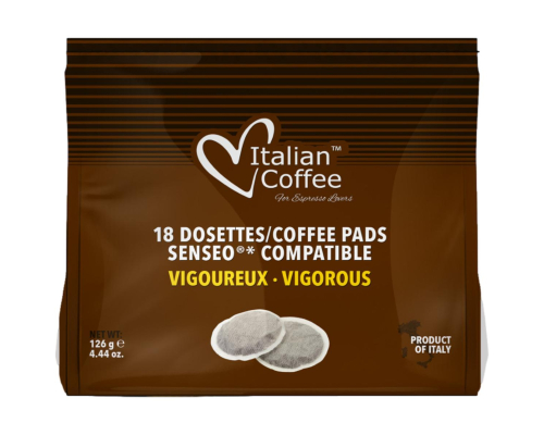 Café Vigoureux en Dosette Compatible avec Senseo * Italian Coffee 18 Un