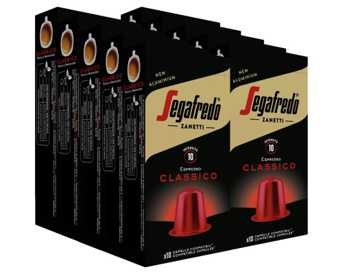 Pack 100 Classico Coffee Capsules Compatible with Nespresso * Segafredo Aluminium