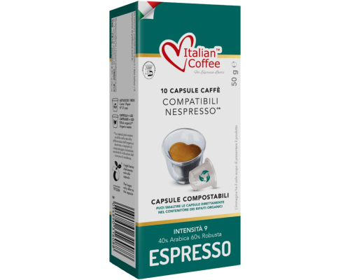 Italian Coffee Nespresso * Compatible Compostable Espresso Coffee Capsules 10 Pcs