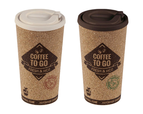 Juypal PP Coffee Cup with Cork Insulation, Lid and Easy-Open Feature 500 Ml